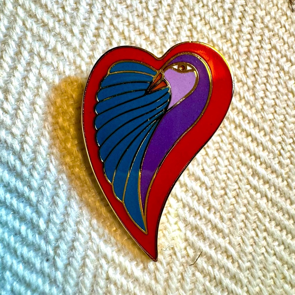 Vintage Laurel Burch Brooch Pin “Dove Heart”